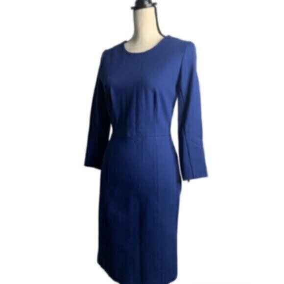 NWOT J. Crew Blue Zip Ponte Sheath Dress - Picture 5 of 14